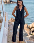 Pantalón mujer Iris negro - Lino