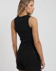 Polera sin mangas mujer Botones negro Froens