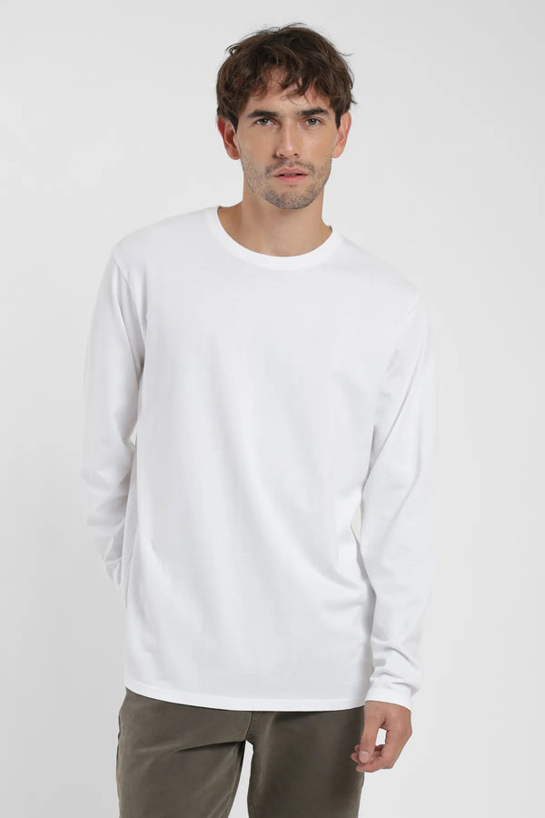 Polera manga larga hombre Plain heavy blanco