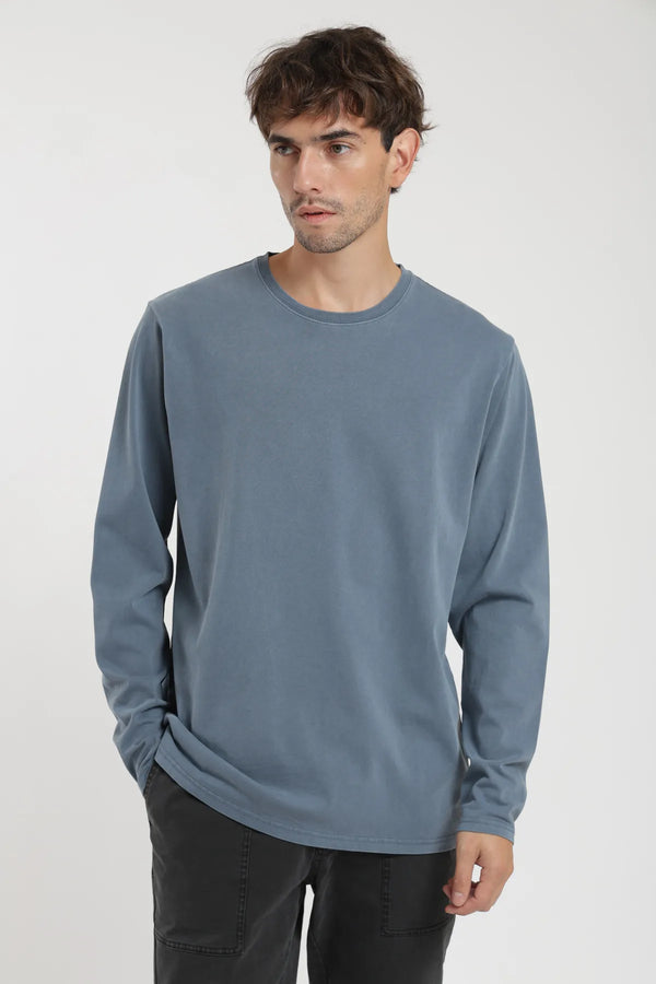 Polera manga larga hombre Plain heavy azul