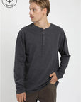 Polera manga larga hombre Mao grafito - Algodón orgánico slub