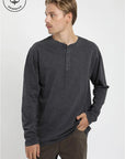 Polera manga larga hombre Mao grafito - Algodón orgánico slub