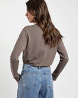 Polera manga larga Aurora café - Algodón orgánico