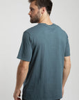 Polera manga corta hombre Mao azul - Algodón orgánico slub