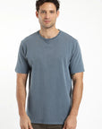 Polera manga corta hombre Plain azul heavyweight - Algodón orgánico