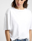 Polera manga corta mujer lino blanco - Frøens