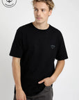 Polera manga corta hombre Front text negro