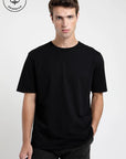 Polera manga corta hombre Plain negro - Algodón orgánico