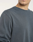 Polera manga larga hombre heavyweight Plain azul - Algodón orgánico