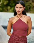 Blusa Isla burdeo - Lino - Frøens