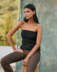 Blusa Strapless negro - Lino - Frøens