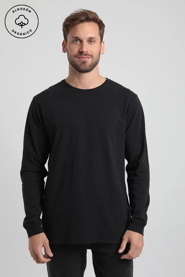 Polera manga larga hombre Old negro Algodón orgánico – Froens