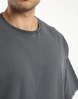 Polera manga corta hombre Oversize grafito - Algodón orgánico