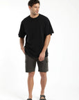 Polera manga corta hombre Oversize negra - Algodón orgánico