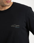 Polera manga corta hombre Pez negro - Algodón orgánico