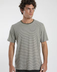 Polera manga corta hombre Rayas Tejida verde - Lino - Frøens