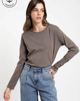 Polera manga larga Aurora café - Algodón orgánico