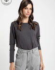 Polera manga larga mujer Aurora gris - Algodón orgánico slub