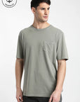 Polera manga corta hombre Bolsillo Stitch verde - Algodón orgánico - Frøens