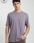 Polera manga corta hombre Bolsillo Stitch malva - Algodón orgánico - Frøens