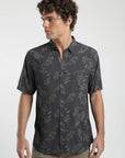 Camisa manga corta Trazo Hojas grafito -Viscosa - Frøens