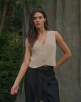 Blusa sin mangas Vest tejido beige