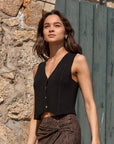 Polera mujer vest tejido negro - Frøens