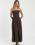 Vestido largo panal café Froens
