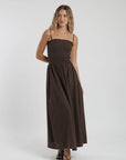 Vestido largo panal café Froens