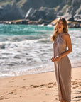 Vestido largo mujer Cross taupe - Frøens