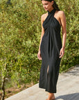 Vestido largo Cross negro - Lino - Frøens
