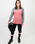 Polera manga larga mujer MTB rosado - Poliéster reciclado - Frøens