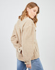 Chaqueta mujer Sherpa beige - Poliéster reciclado