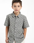 Camisa manga corta kids Palmeras olivo - Lino y algodón orgánico