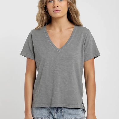 Polera mujer Basic gris - Algodón orgánico