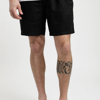 Short hombre Lino negro