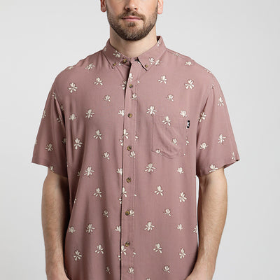 Camisa manga corta Magnolia burdeo