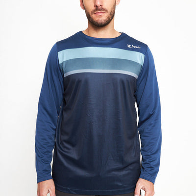 Polera manga larga hombre MTB azul - Poliéster reciclado