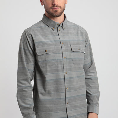 Camisa manga larga hombre Corduroy yarn gris - Algodón orgánico corduroy