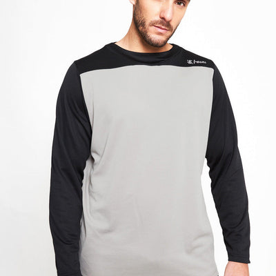 Polera manga larga hombre MTB gris - Poliéster reciclado