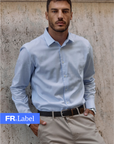 Label - Camisa manga larga Non Iron stripes azul