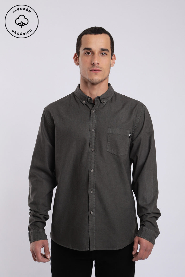 Camisa manga larga Basic grafito - Algodón orgánico
