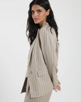Blazer Alondra rayas beige - Lino