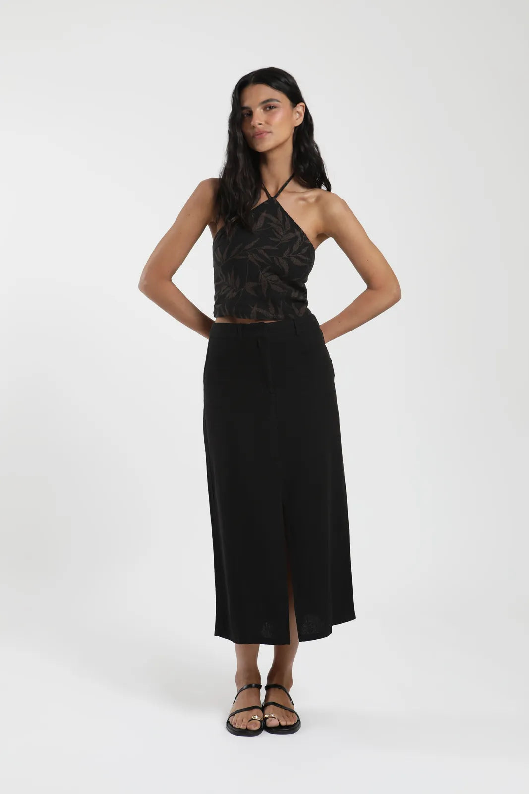 Blusa Isla hojas café - Lino