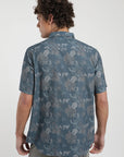 Camisa manga corta Flores azul - Viscosa