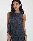 Blusa Caulle print azul - Lino - Frøens