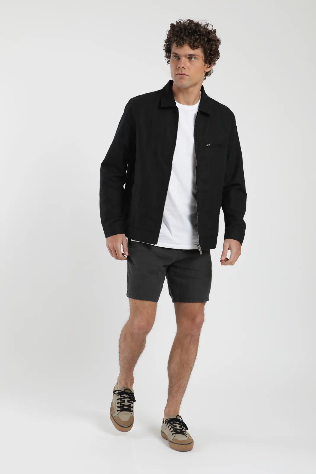 Chaqueta hombre Palma negro - Algodón orgánico y lino - Frøens