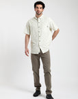 Camisa manga corta palmera beige - Algodón orgánico