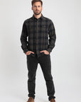 Camisa manga larga hombre Franela negro - Algodón orgánico flanel