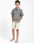 Camisa manga corta kids Palmeras olivo - Lino y algodón orgánico